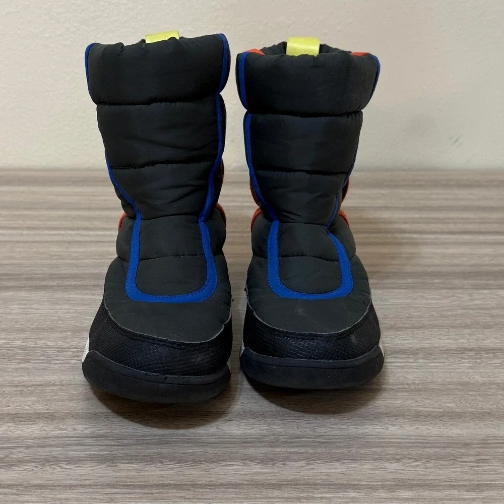 Sorel Kid Whitney II Puffy Mid Boots 3 Black Multi Colorblock Snow NY3873 Winter